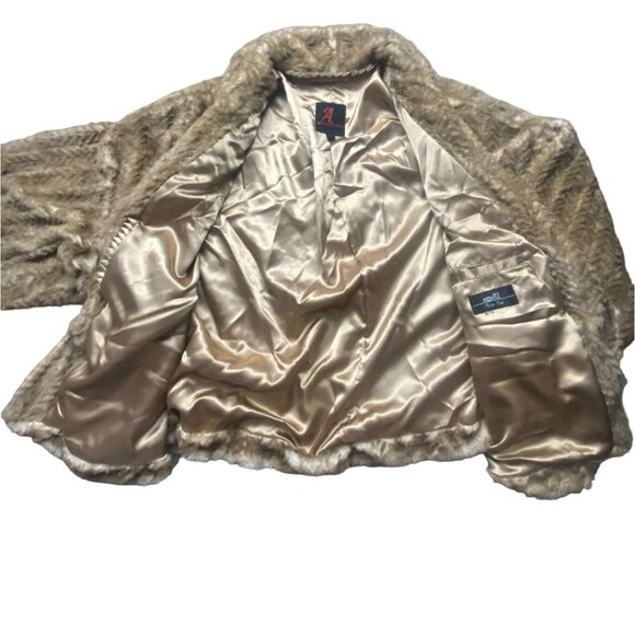 Adrienne Landau Womens Faux Fur Short Coat W/ Hook & Eye Closures-Tan-Sz 1X-NWT - Picture 5 of 10
